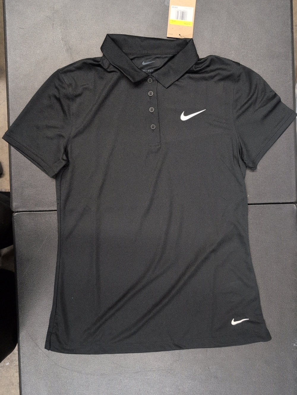 Women's Nike Black Dri-FIT Golf Polo with White Swoosh Size S-Tall